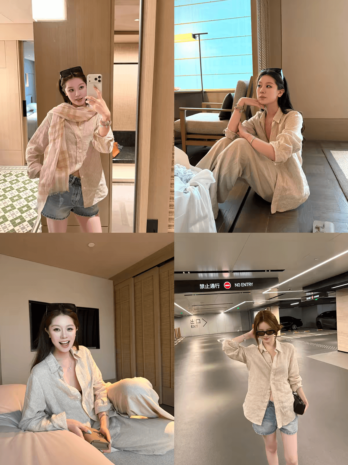 나비 보물 웃음 1oo 아마 자유 호흡 산소 센스 루즈핏 자외선 차단 셔츠 여름 여성 외부 가져 가라. 셔츠 재킷 상세 이미지 5