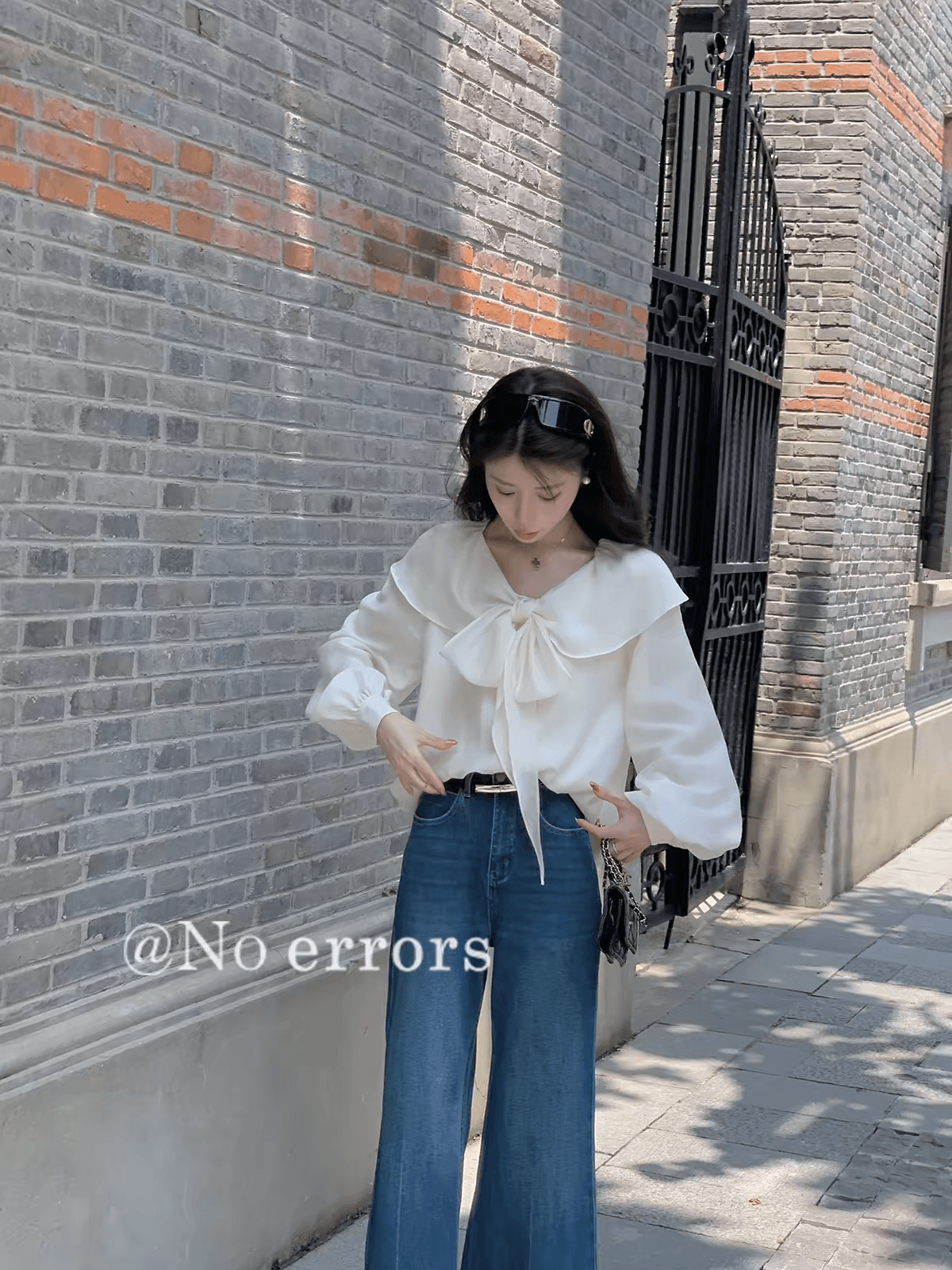 아니요 오류 no errors 주간 실크 아세트산 둘 착용 폴로 칼라 나비 매듭 셔츠 프랑스식 프릴 레이스업 맨위 상세 이미지 2
