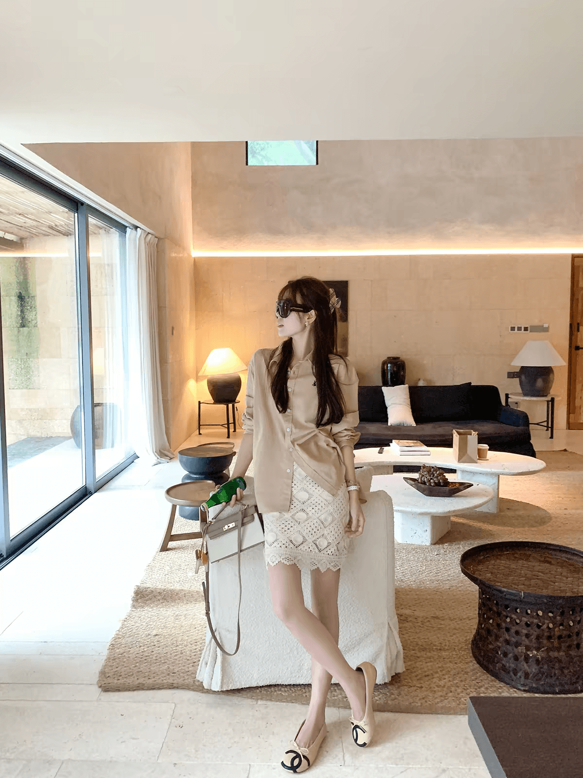 한 번 작은 짭짤한 프랑스식 레트로 POLO 칼라 카키 색 여성 셔츠 가을 품격 고급 센스 긴팔 셔츠 맨위 이미지 2