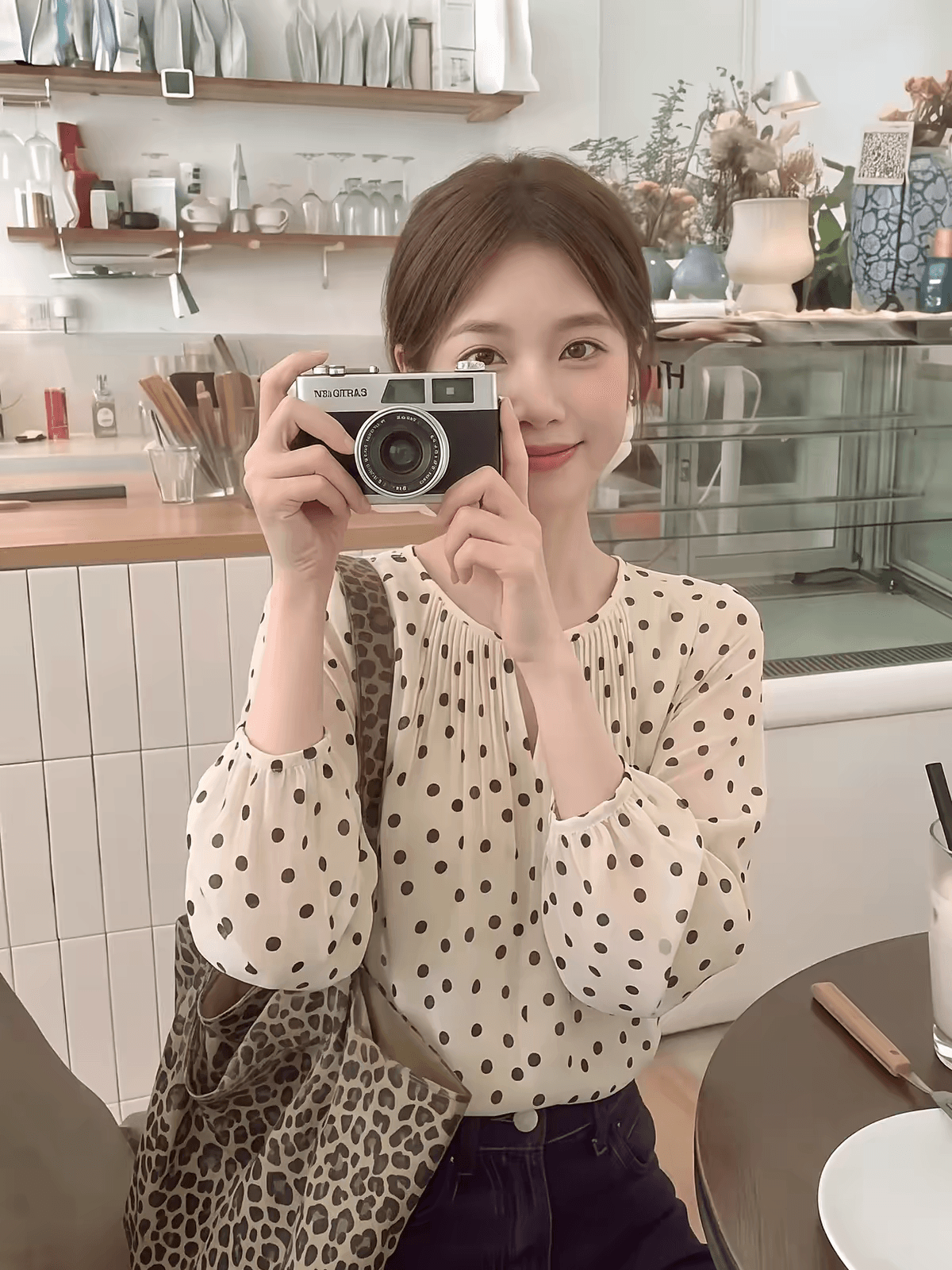 프랑스식 도트 무늬 긴팔 셔츠 여자 조기 가을 디자인 센스 여성 홀로우 아웃 자이언트 잘 생긴 작은 셔츠 셔츠 맨위 서비스 상세 이미지 2