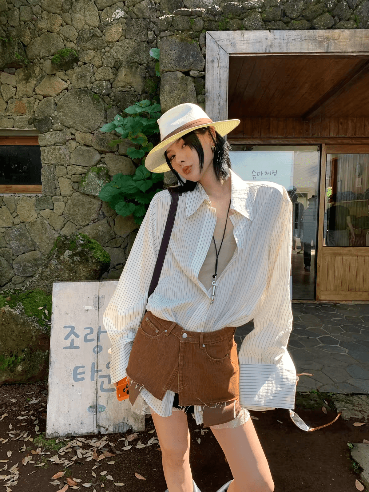 jccc 그림자 화이트 계곡 늦게 棠 높음 지혜 스트라이프 프로필 모양 셔츠 맨위 이미지 2
