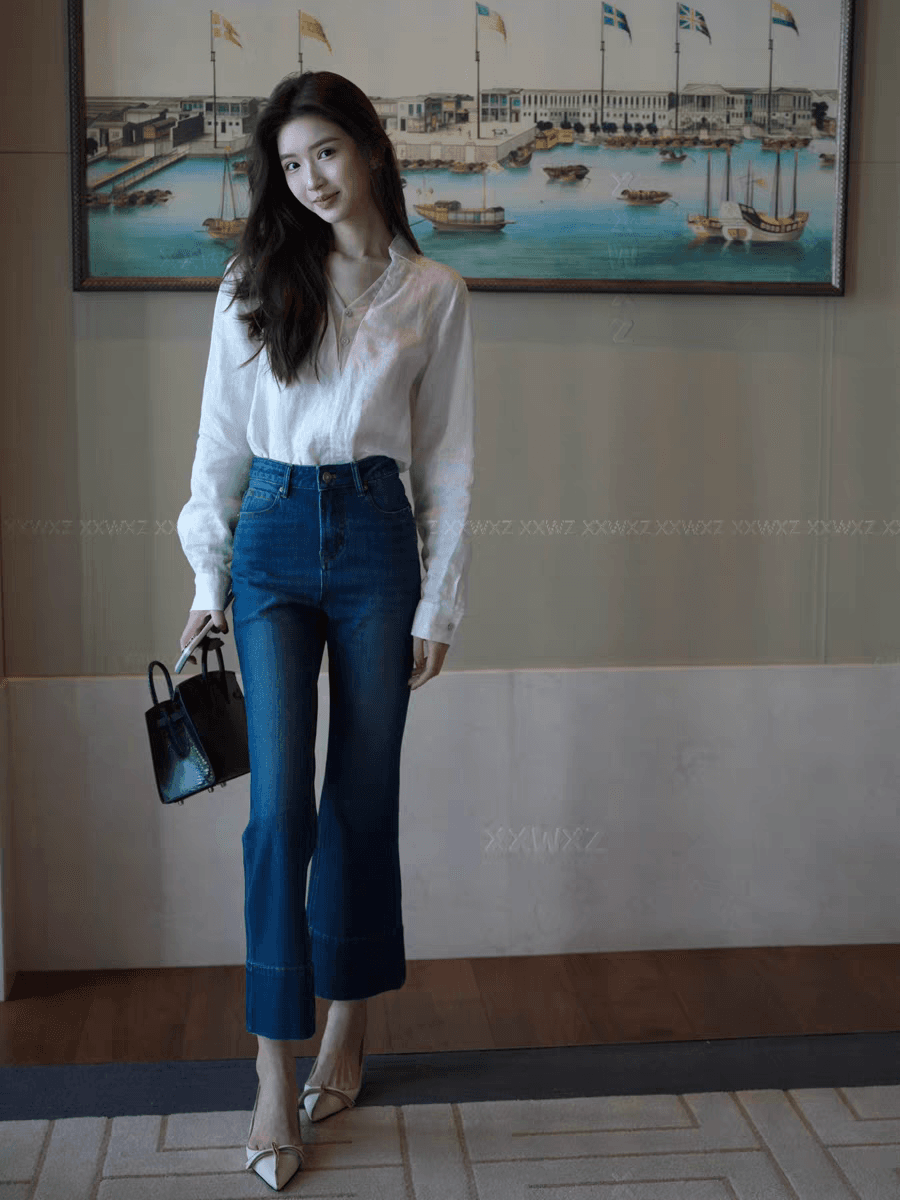 한국 동대문 이른 가을 새로운 품격 출퇴근 바람 폴로 칼라 반 개방 버클 느긋한 바람 레이스 변경 셔츠 맨위 여성 상세 이미지 4