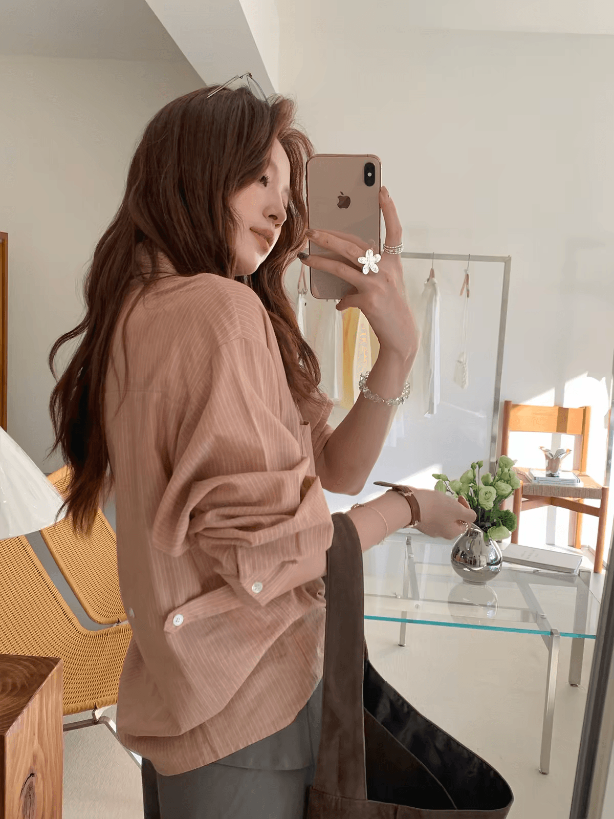 even 하나 원자바오 한 남쪽 그림 한 부서 높음 지혜 센스 출퇴근 느긋한 센스 스트라이프 셔츠 주간 실크 코튼 맨위 여성 이미지 2
