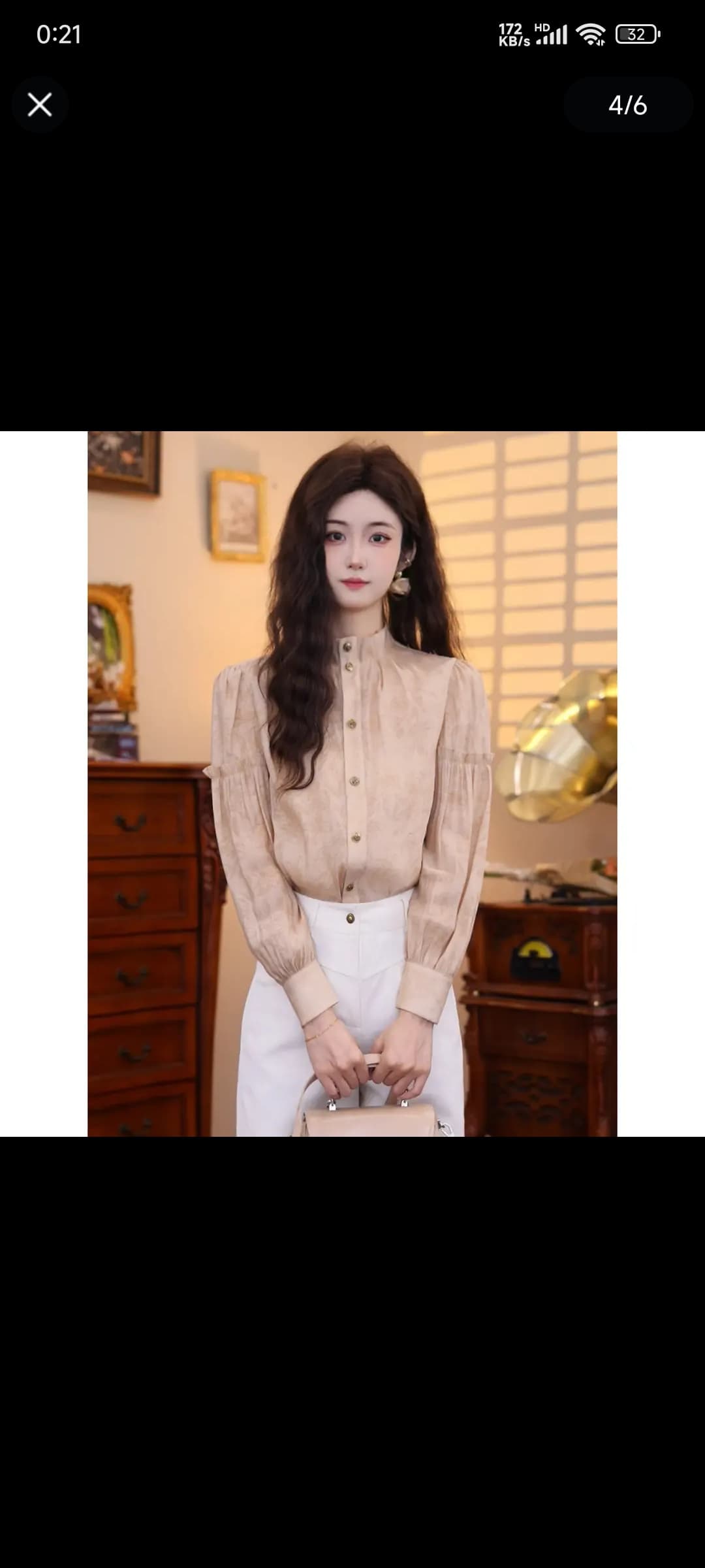 주 추 중간 수준 구름 그림자 홍콩 느낌 레트로 디자인 센스 품격 봄 가을 긴팔 맨위 03608 이미지 2