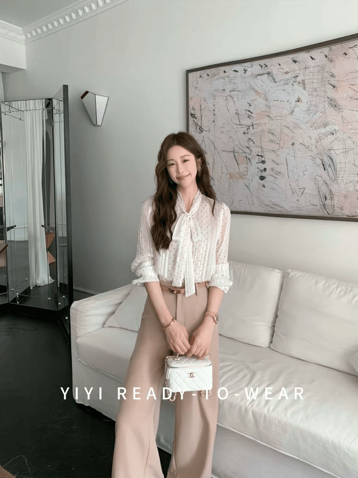 우아함 별빛 프랑스식 쉬폰 프린트 여성 셔츠 2026 가을 새로운 슬림해 보이는 맨위 이미지 3