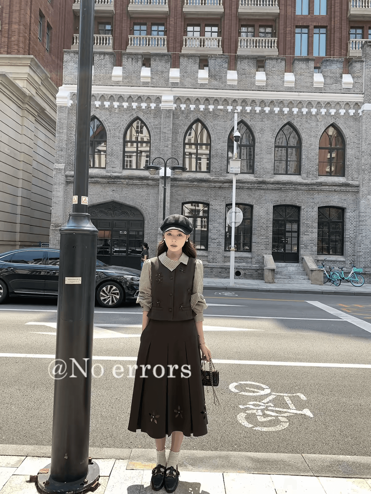 아니요 오류 no errors 런던 길모퉁이 레트로 체크무늬 불규칙 폴로 칼라 셔츠 상세 이미지 3