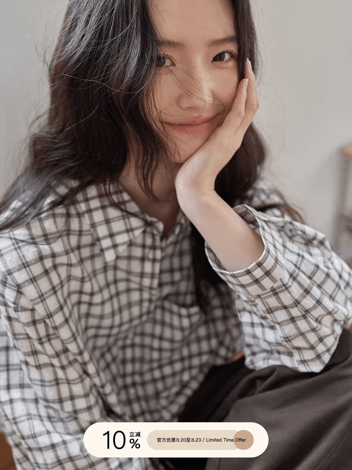 1313 흑인과 백인 체크무늬 폴로 칼라 주머니 펌프 로프 허리 수축 슬림해 보이는 취 엔 면 긴팔 셔츠 재킷 2026 년 가을 여성