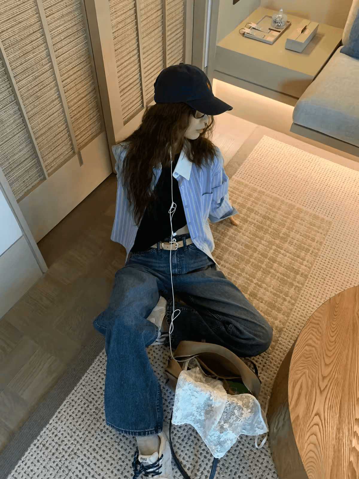 남쪽 법 스트라이프 정회원 보존 넣다 느슨함 착용 입력 셔츠 인사이드 이른 가을 스트라이프 배색 셔츠 재킷 상세 이미지 3