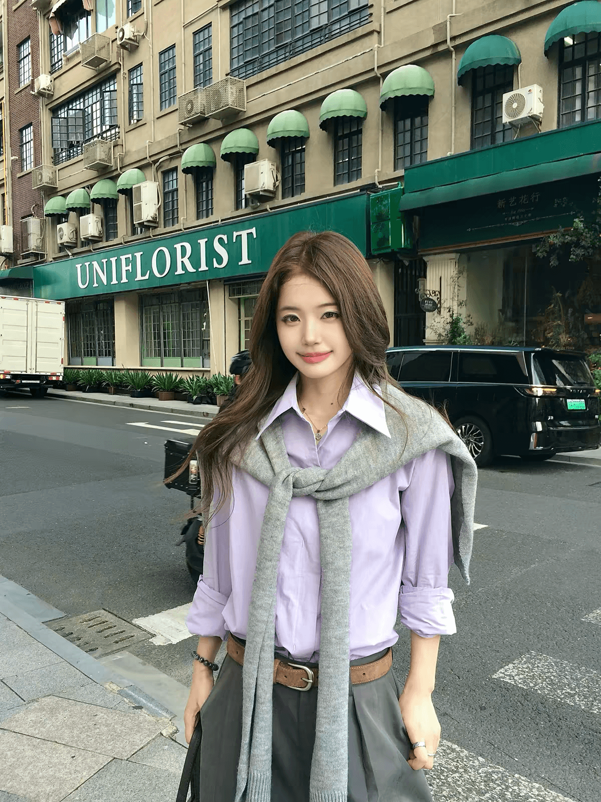 작은 요정 니켈 어린이 단색 여성 셔츠 조기 가을 한 부서 긴팔 보라색 셔츠 자이언트 잘 생긴 작은 키 재킷 맨위