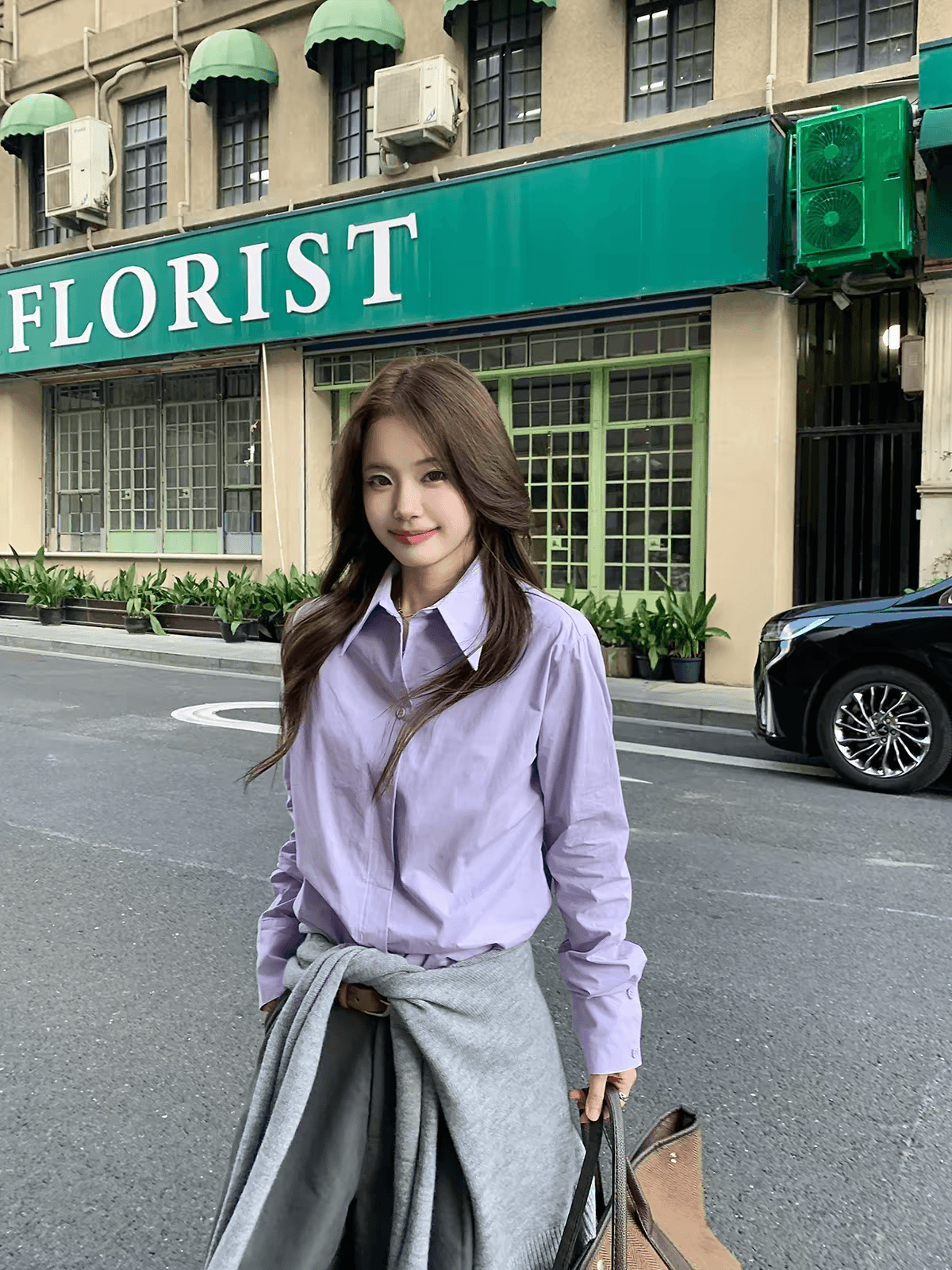 작은 요정 니켈 어린이 단색 여성 셔츠 조기 가을 한 부서 긴팔 보라색 셔츠 자이언트 잘 생긴 작은 키 재킷 맨위 이미지 3