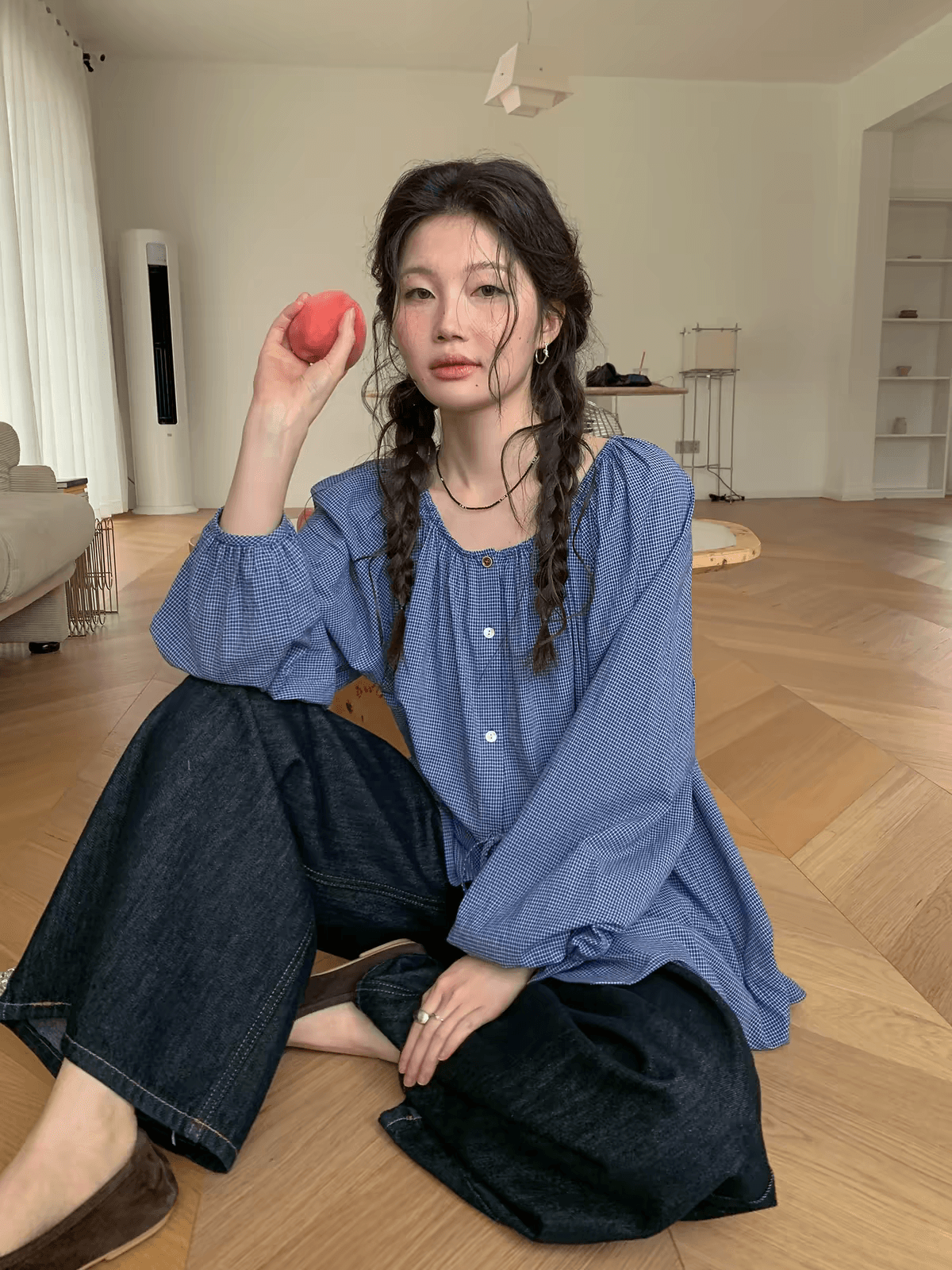 reach 미니멀리즘 분말 여성 셔츠 봄 가을 새로운 고급 센스 긴팔 루즈핏 캐주얼 슬림해 보이는 다용도 셔츠 재킷 상세 이미지 4