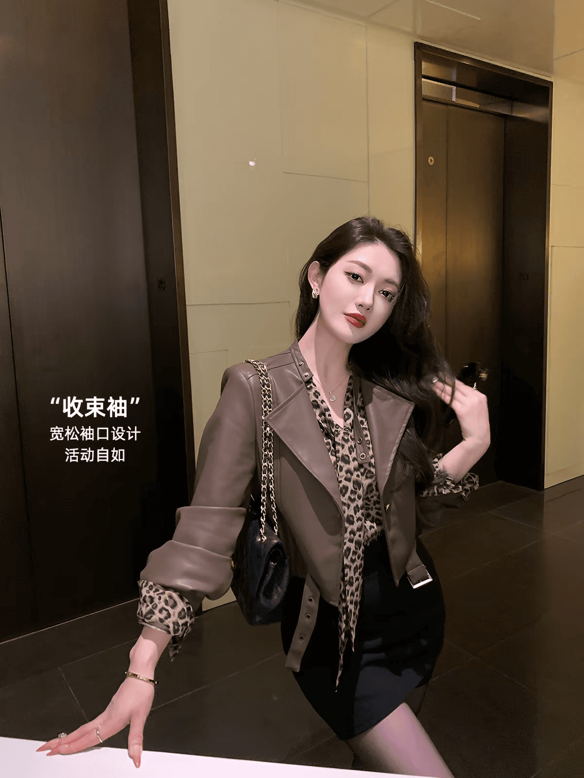 린 닫기 쉬폰 레오파드 무늬 프린트 여성 셔츠 이른 가을 2026 프랑스식 사소한 고유 한 아름다운 긴팔 작은 셔츠 맨위 상세 이미지 4