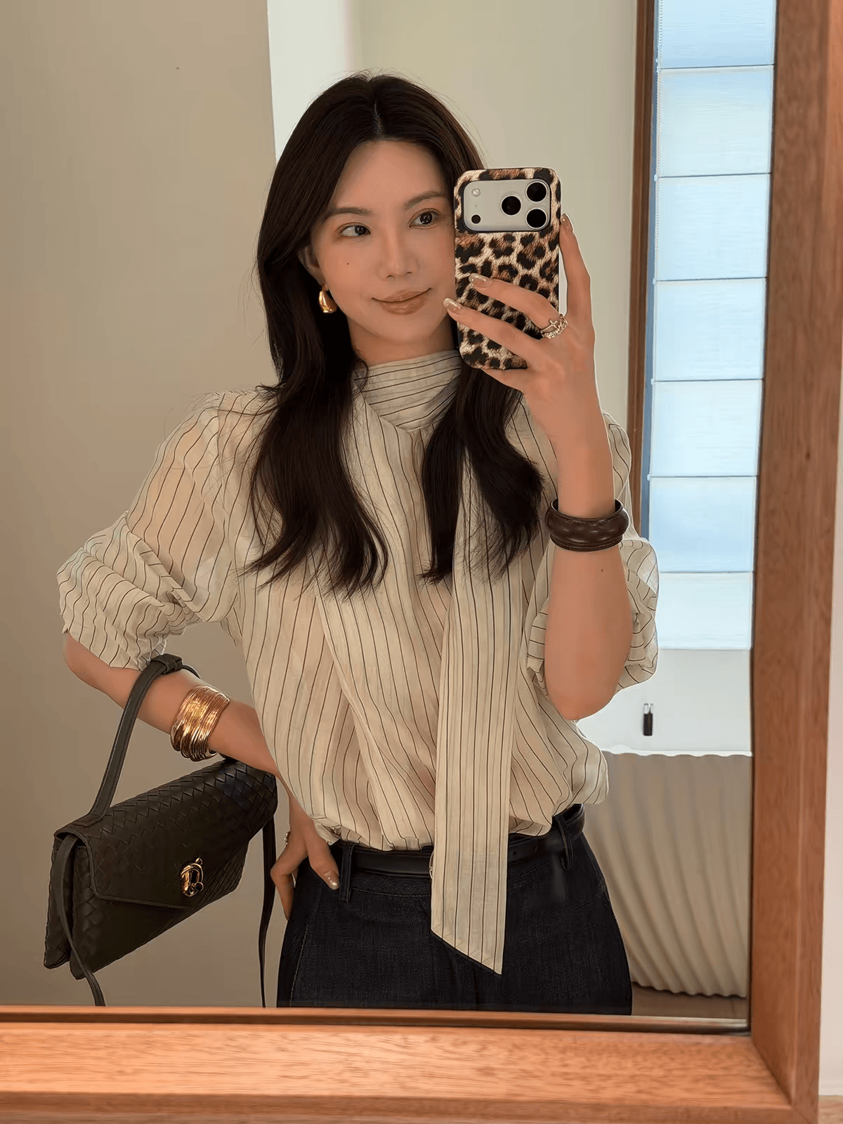 부분 달콤한 sasa 한 부서 스트라이프 리본 셔츠 여성 긴 소매 가을 새로운 출퇴근 다용도 슬림해 보이는 맨위 c8239