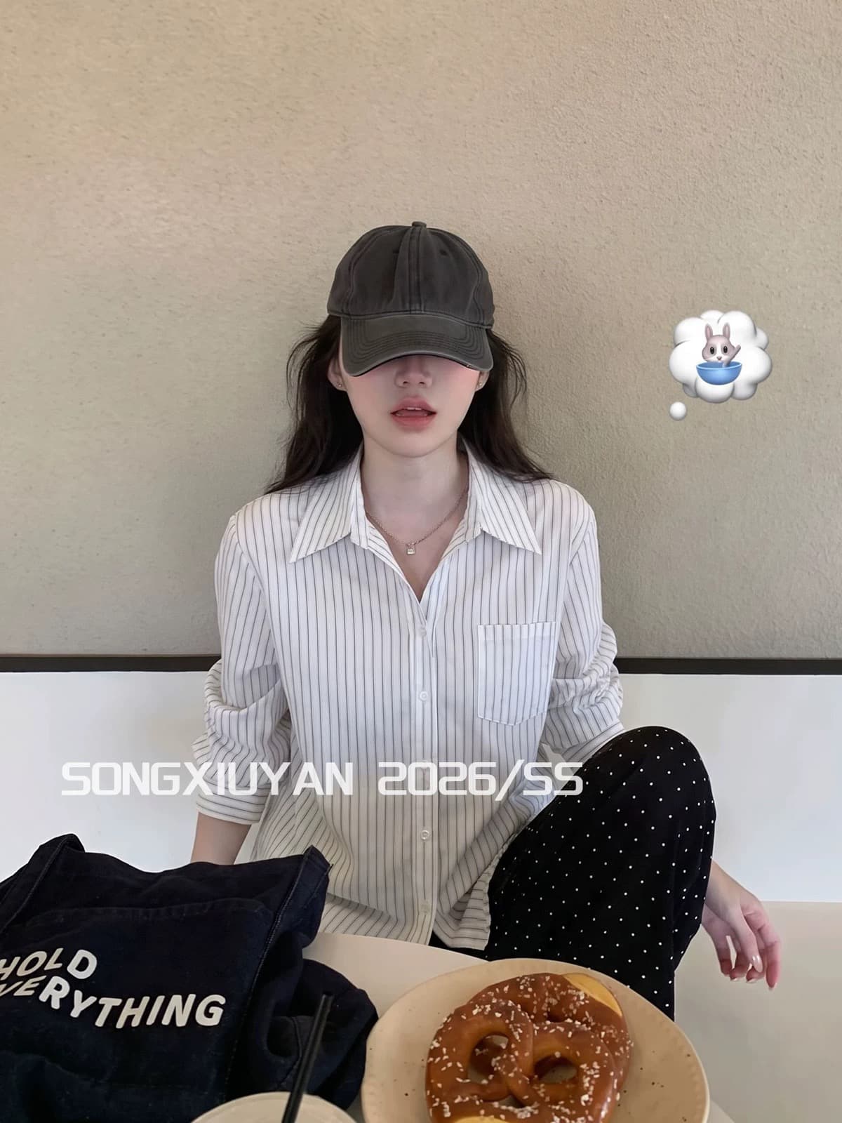 송 보여주기 妍 seniors 한 부서 느슨함 센스 스트라이프 폴로 칼라 셔츠 캐주얼 루즈핏 허리 명중 Pleat 긴팔 셔츠