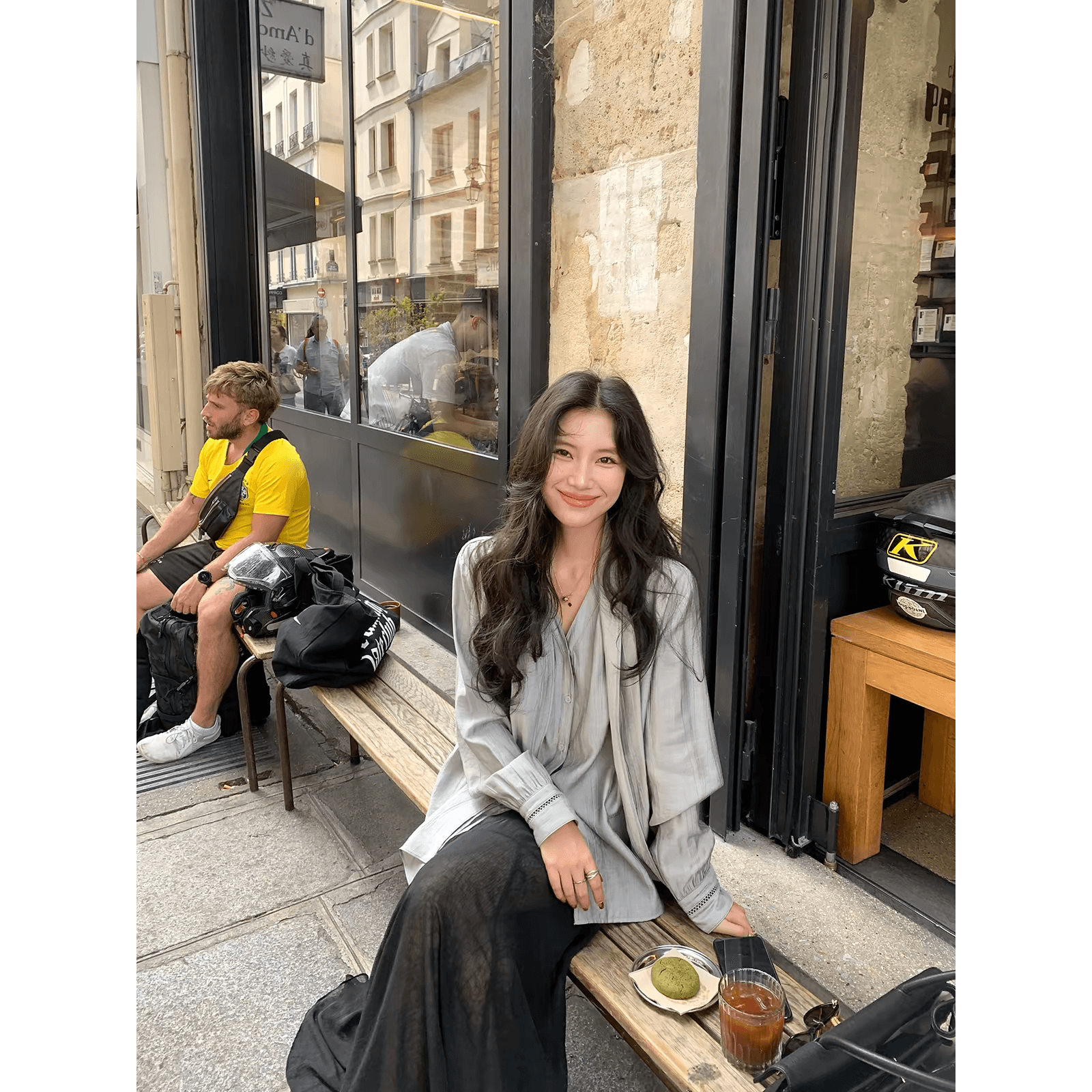 daqianwithu 감귤류 이전 조정 세트 염색 수공 레이스 리본 높음 연 가치 디스플레이 목 셔츠 이미지 5