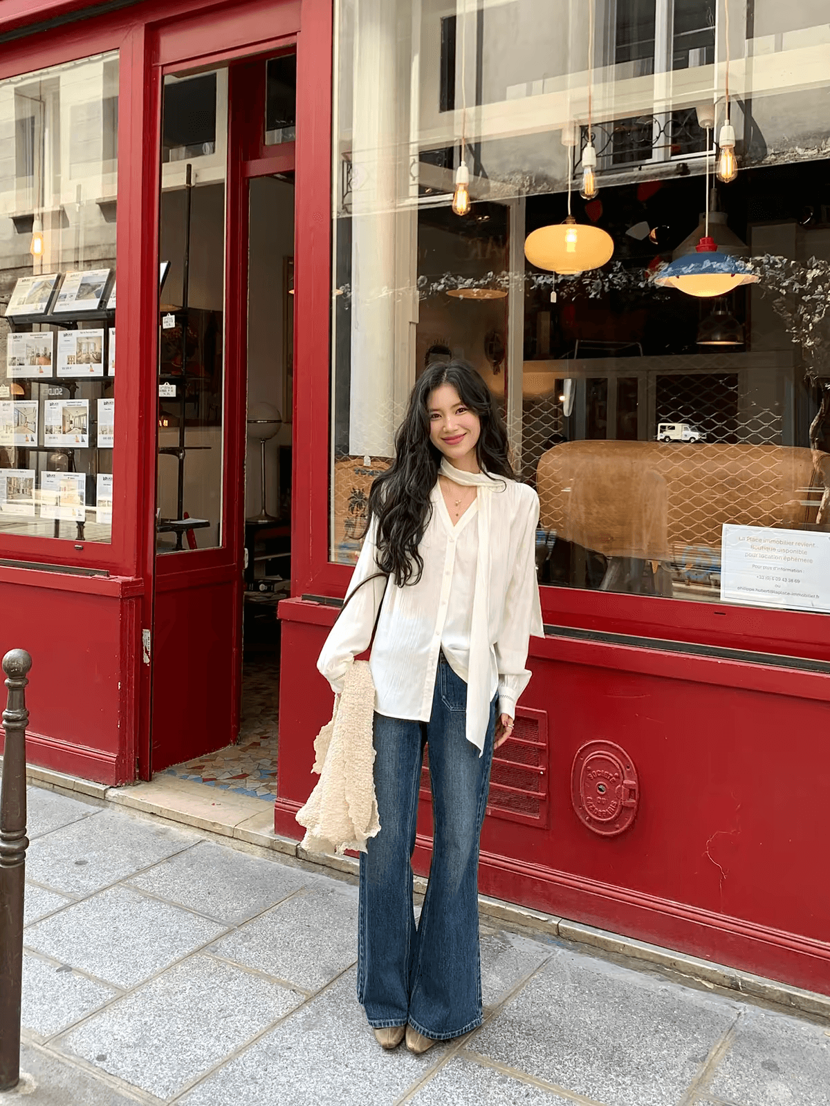 daqianwithu 감귤류 이전 조정 세트 염색 수공 레이스 리본 높음 연 가치 디스플레이 목 셔츠 상세 이미지 3