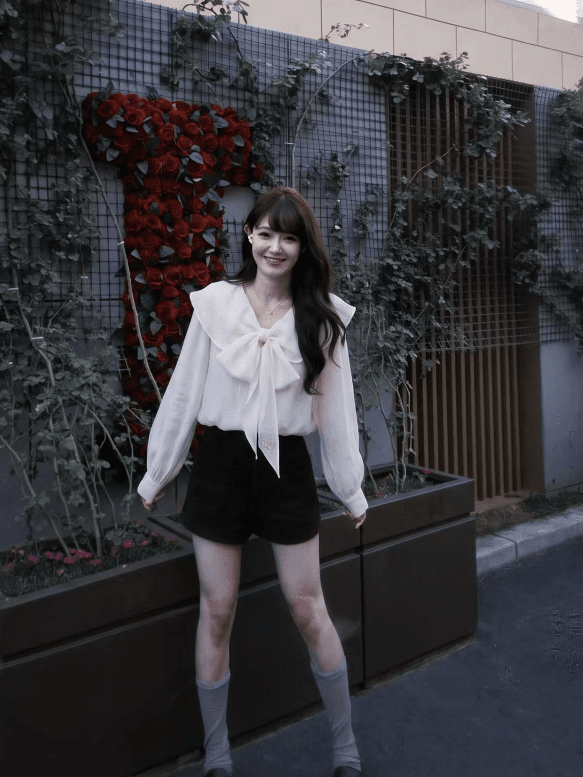 27 onlinestore 프랑스식 프릴 폴로 칼라 나비 넥타이 여성 셔츠 가을 새로운 둘 착용 맨위 이미지 3