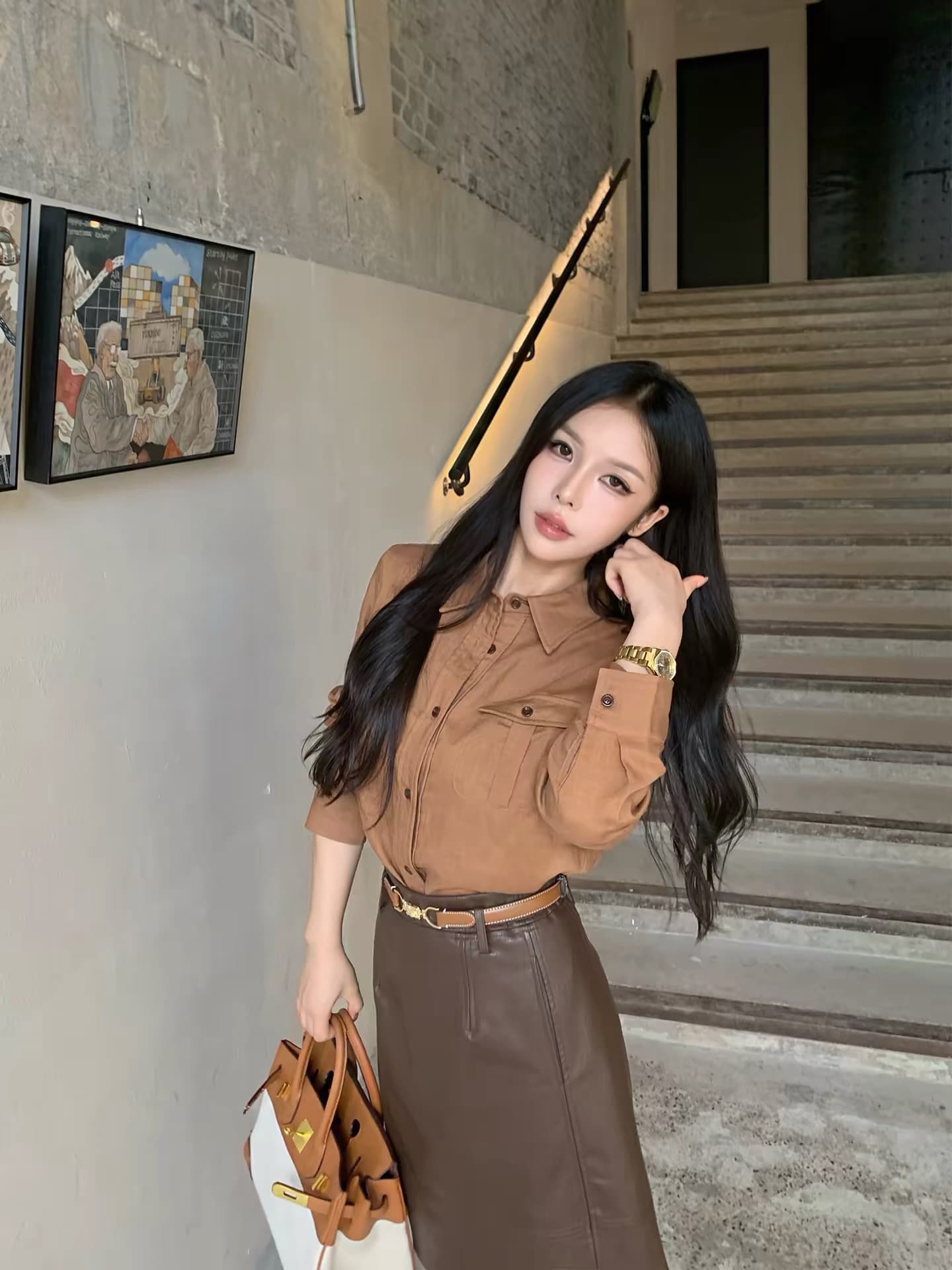 onelady 오래된 돈 바람 긴팔 여성 셔츠 2026 가을 새로운 품격 출퇴근 주간 실크 아마 맨위 셔츠 이미지 2