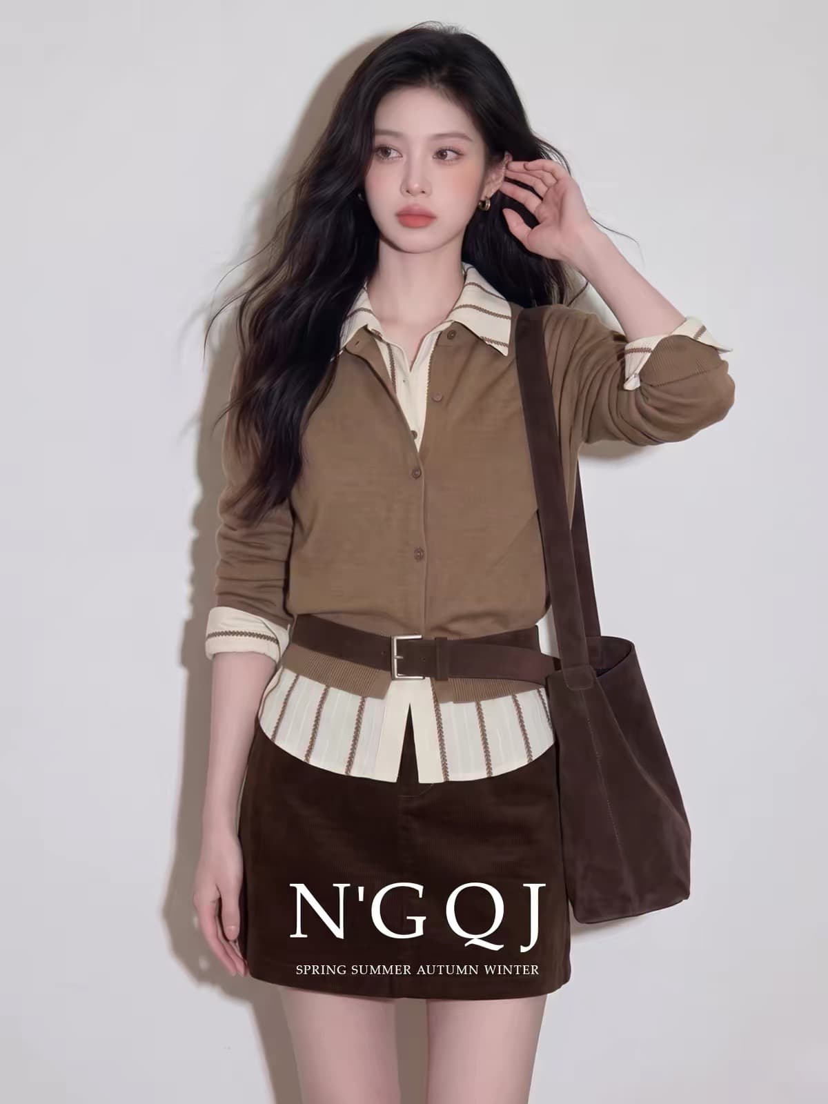한 부서 레트로 착용 가져 가라. 2026 가을 새로운 부드럽다 스택 가져 가라. 니트 오픈 가디건 반신 스커트 패션 출퇴근 세트 여성 상세 이미지 4