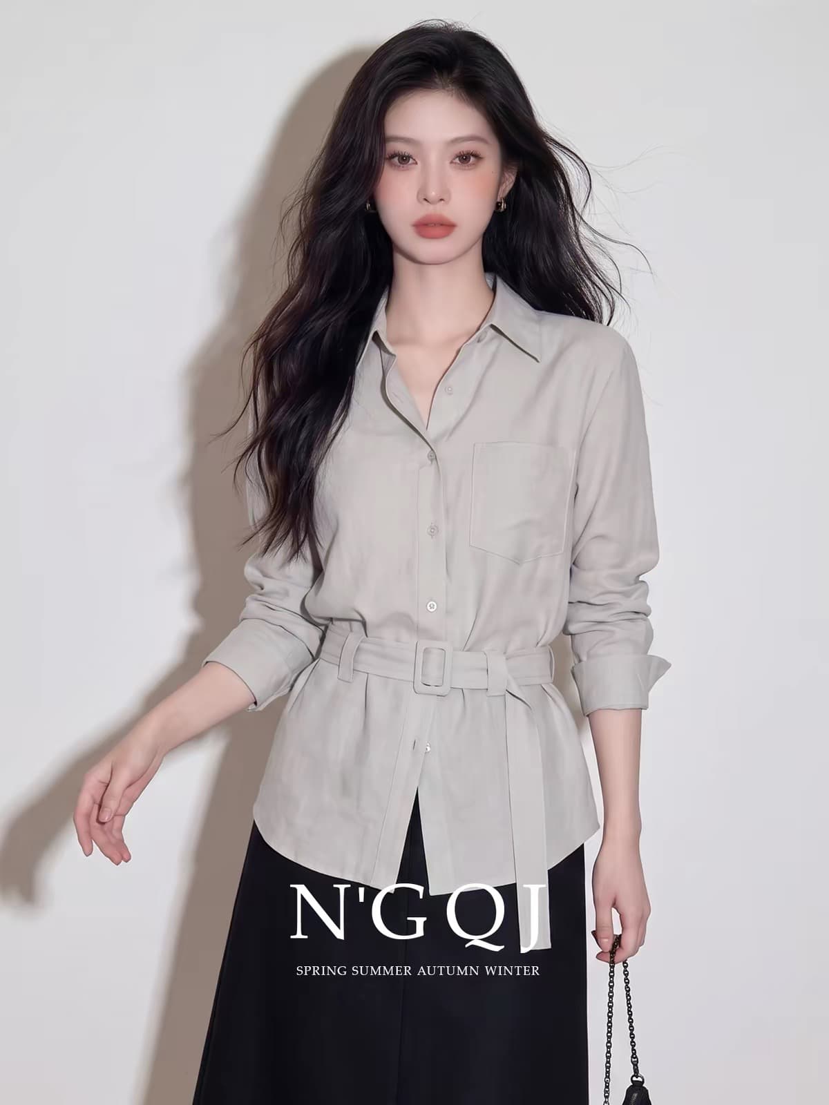 2026 이른 가을 새로운 프랑스식 익스트림 제인 바람 출근 출퇴근 회색 허리 수축 셔츠 아름다운 그레이트 봐. 의류 연령 감소 상세 이미지 2