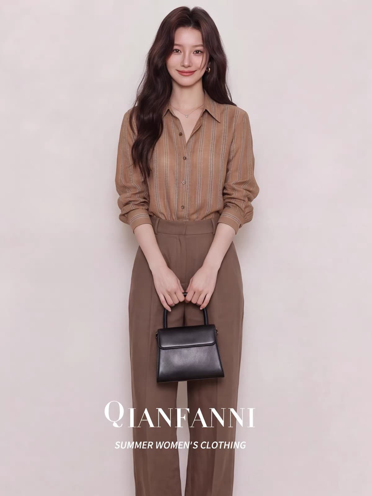 한 부서 가을 지식인 바람 스트라이프 셔츠 여성 긴 소매 폴로 칼라 직장 높음 지혜 센스 착용 가져 가라. 다용도 섹션 맨위 이미지 3