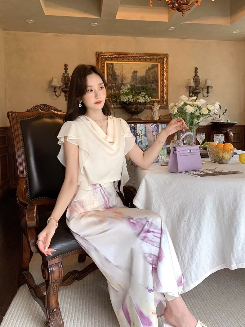순수한 욕망 바람 흔들다 칼라 새틴 프릴 리본 셔츠 프랑스식 품격 불규칙 다용도 고유 한 Chic 맨위 여성 상세 이미지 11