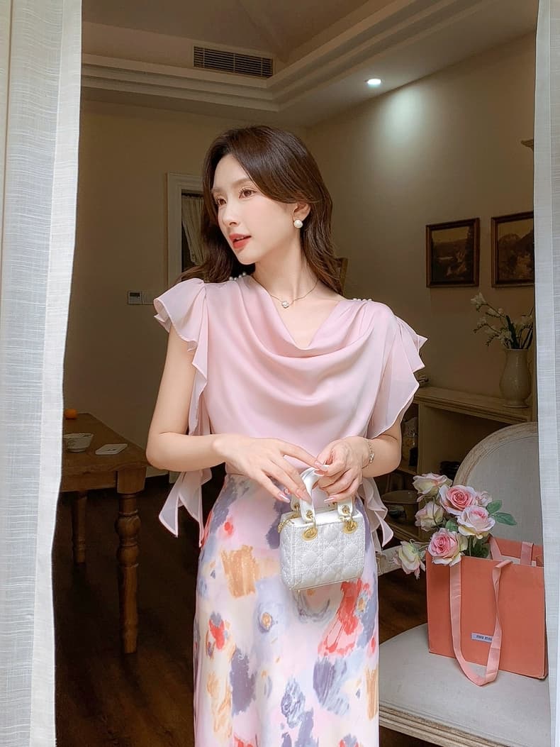 순수한 욕망 바람 흔들다 칼라 새틴 프릴 리본 셔츠 프랑스식 품격 불규칙 다용도 고유 한 Chic 맨위 여성 상세 이미지 19