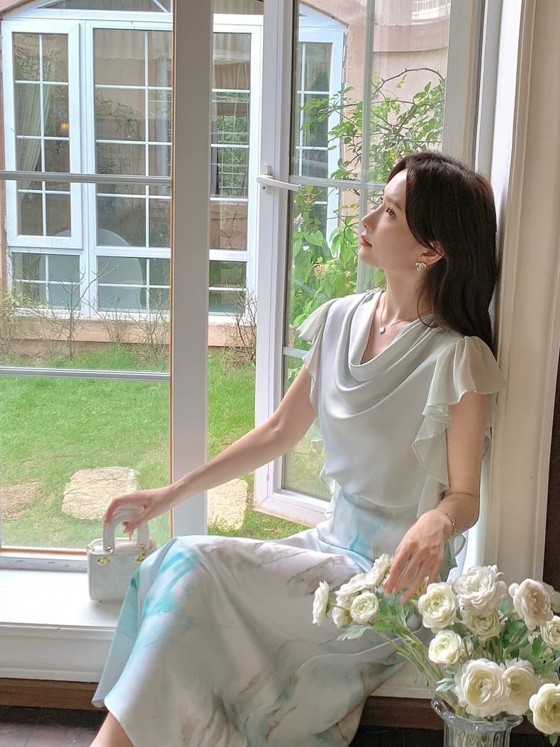 순수한 욕망 바람 흔들다 칼라 새틴 프릴 리본 셔츠 프랑스식 품격 불규칙 다용도 고유 한 Chic 맨위 여성 상세 이미지 27