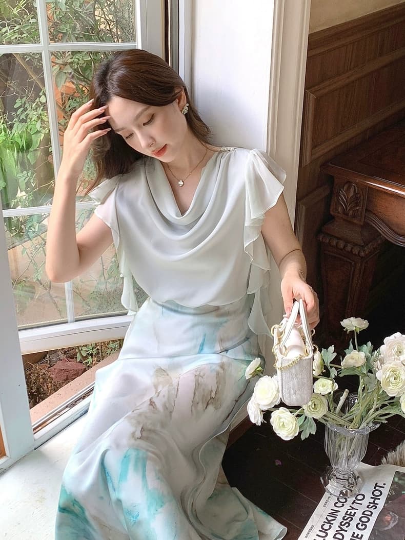 순수한 욕망 바람 흔들다 칼라 새틴 프릴 리본 셔츠 프랑스식 품격 불규칙 다용도 고유 한 Chic 맨위 여성 상세 이미지 31