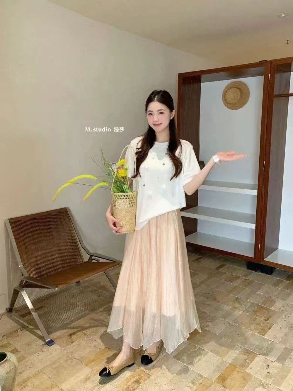 zy 부드러운 바람 깃발 센스 반신 스커트 여성 2026 봄 여름 하이웨이스트 슬림해 보이는 불규칙 큰 진자 거즈 스커트 요정 치마 이미지 3