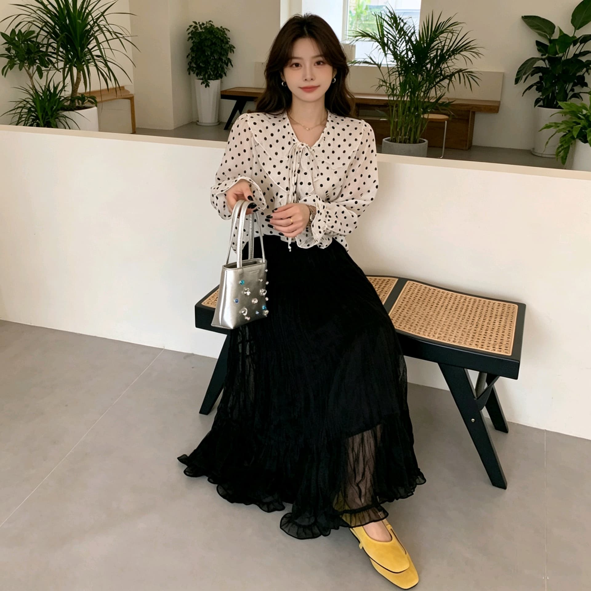 한 부서 망사 반신 스커트 여성 봄 여름 하이웨이스트 중간 길이 한 마디 케이크 드레스 플리츠 거즈 스커트 큰 진자 퍼프 치마 상세 이미지 4
