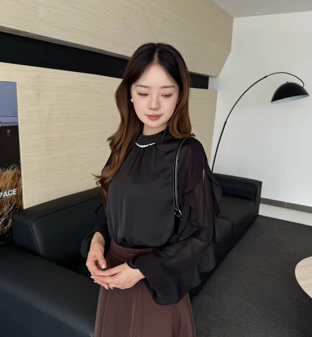 유럽 상품 고급 맞춤 프랑스식 부드러운 긴팔 맨위 여성 2026 가을 새로운 관대 한 프릴 다용도 셔츠 상세 이미지 5