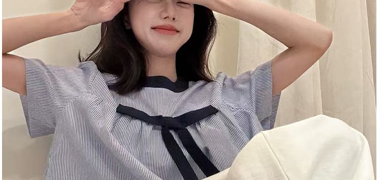 2026 여름 출산 착용 여름 새로운 패션 작은 청신 세트 루즈핏 슬림해 보이는 펌프 로프 와이드 레그 팬츠 세트 상세 이미지 9