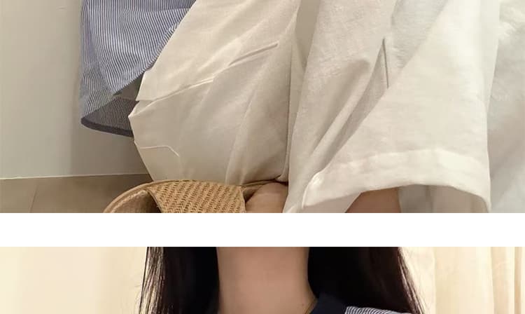 2026 여름 출산 착용 여름 새로운 패션 작은 청신 세트 루즈핏 슬림해 보이는 펌프 로프 와이드 레그 팬츠 세트 상세 이미지 26