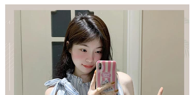 프랑스식 여름 스트라이프 인형 셔츠 상세 이미지 1