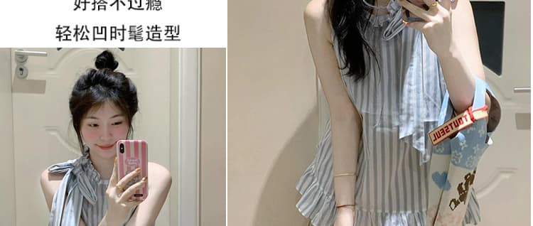 프랑스식 여름 스트라이프 인형 셔츠 상세 이미지 11