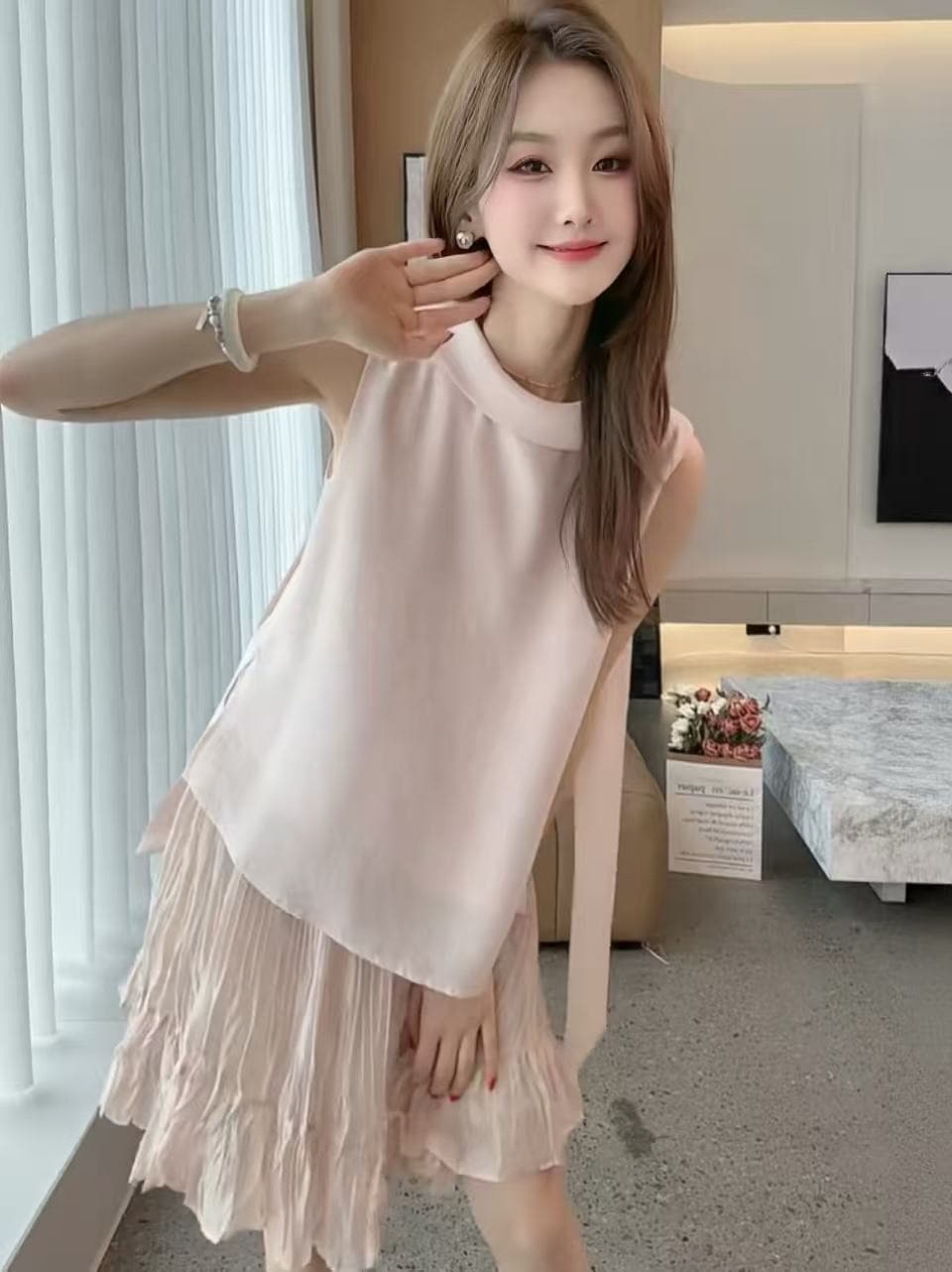 2026 여름 새로운 민소매 맨위 반신 스커트 투피스 세트 이미지 2