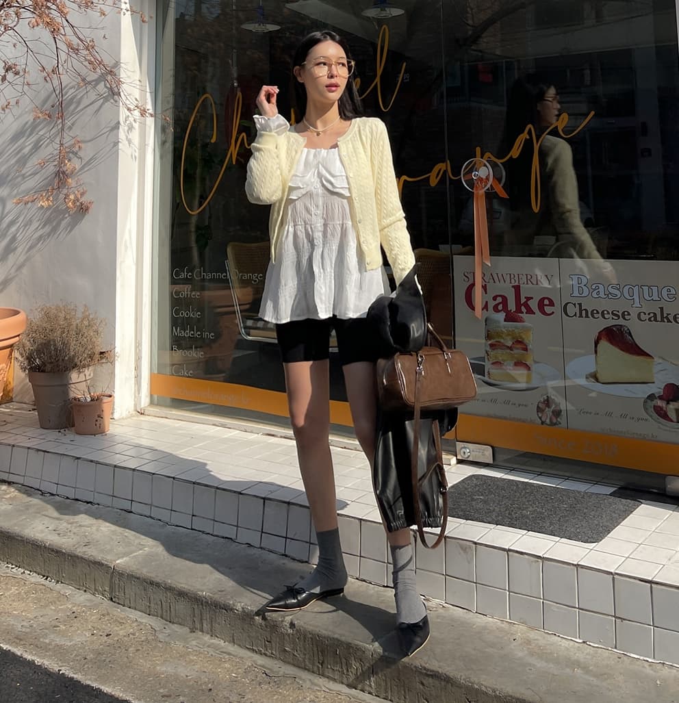 한국 스타일 새로운 프랑스식 요정 가스 펄럭 이는 프릴 광장 칼라 나팔 소매 디자인 센스 중간 길이 긴팔 여성 셔츠 상세 이미지 10