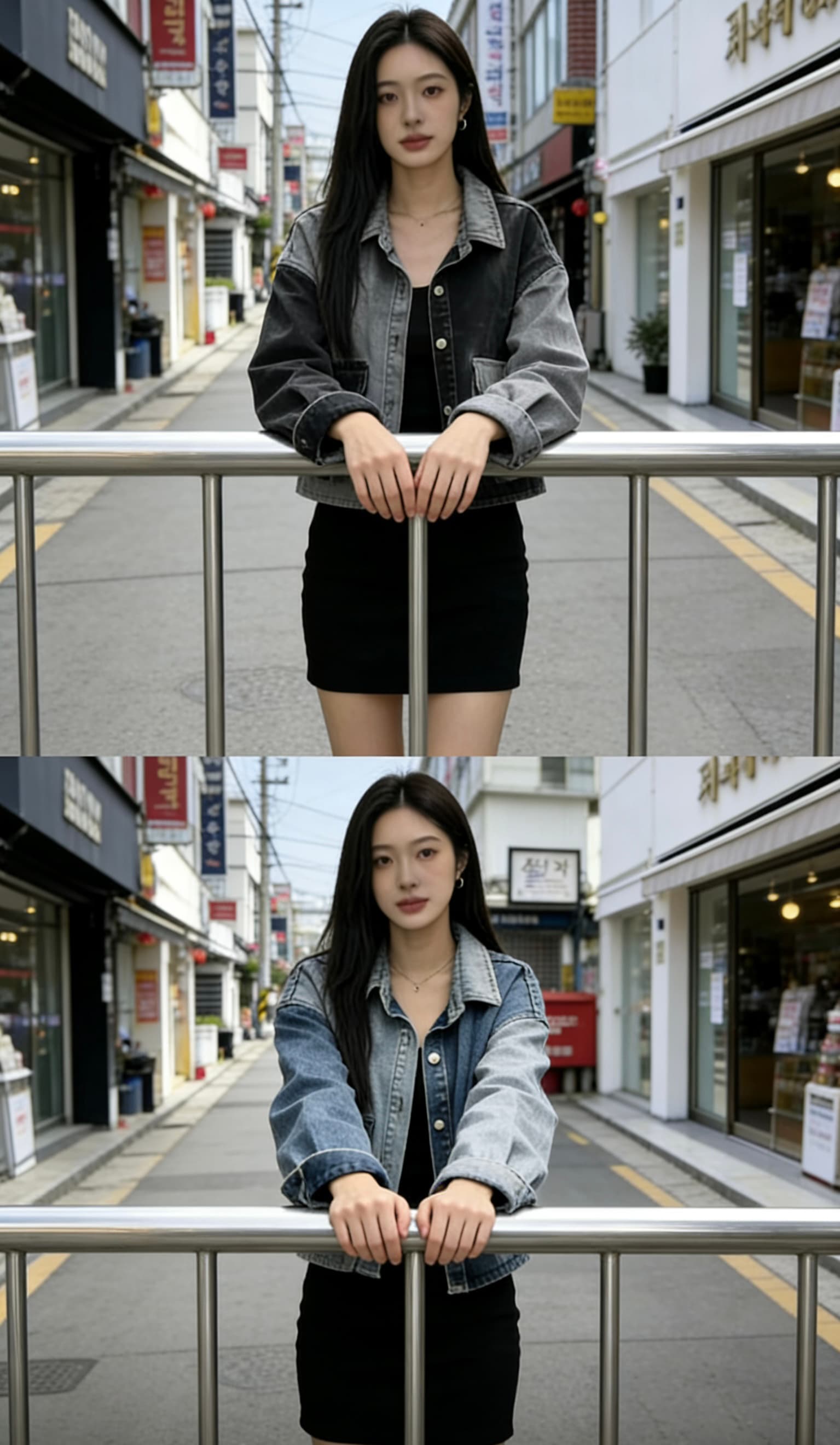 봄 한국 스타일 새로운 느슨함 센스 패치워크 배색 패치 워싱 긴팔 데님 여성 코트 상세 이미지 4