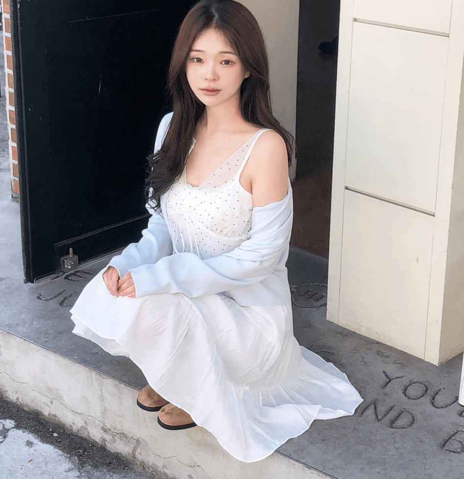 한국 여름 패치워크 디자인 센스 망사 도트 무늬 레이스업 조끼 여성 ins 한 부서 얇은 스타일 시스루 슬립 맨위 상세 이미지 13