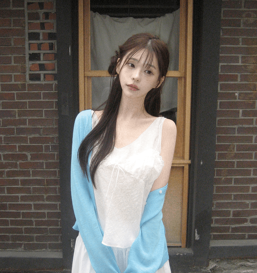 한국 동대문 여름 새로운 레이스 레이스 레이스업 주름 질감 슬립 외출용 페이크 레이어드 조끼 맨위 여성 상세 이미지 12
