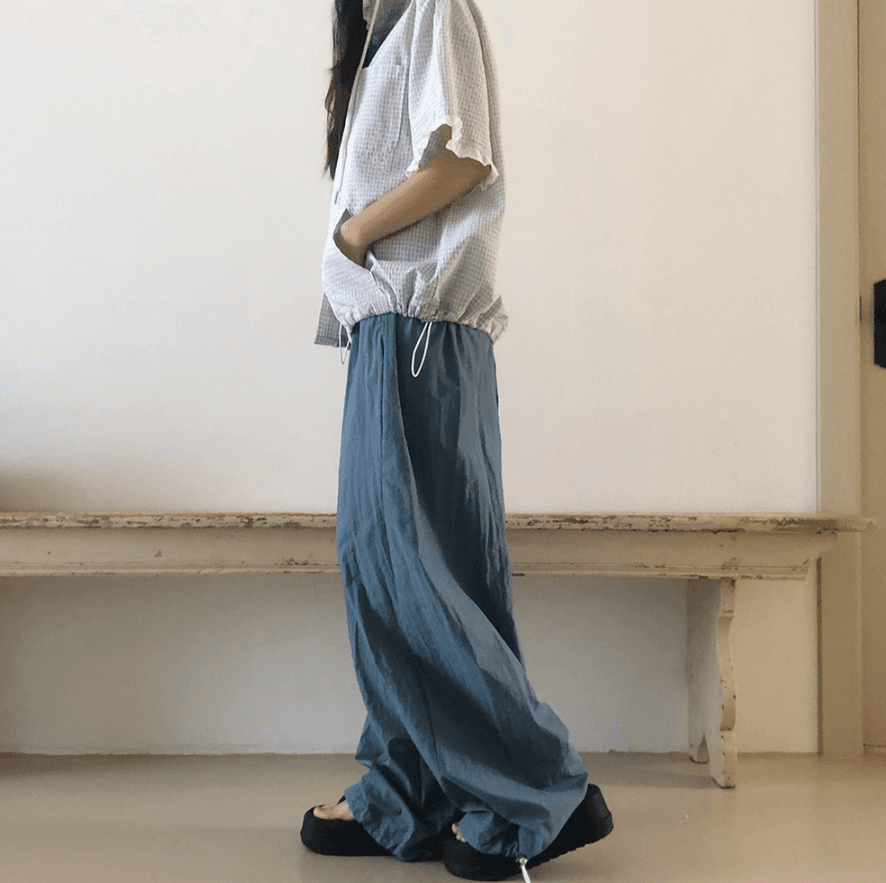 여름 한국 스타일 다용도 체크무늬 레이스 레이스 패치워크 연령 감소 후드 싱글 줄 버튼 반팔 펌프 로프 루즈핏 셔츠 여성 상세 이미지 8