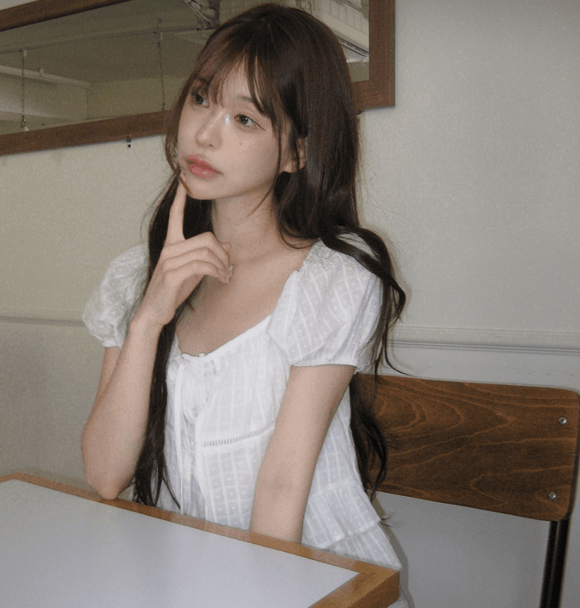 여름 한국 스타일 페이크 레이어드 질감 센스 프릴 밑단 거품 소매 레이스 업 셔츠 광장 칼라 슬림해 보이는 맨위 여성 상세 이미지 1