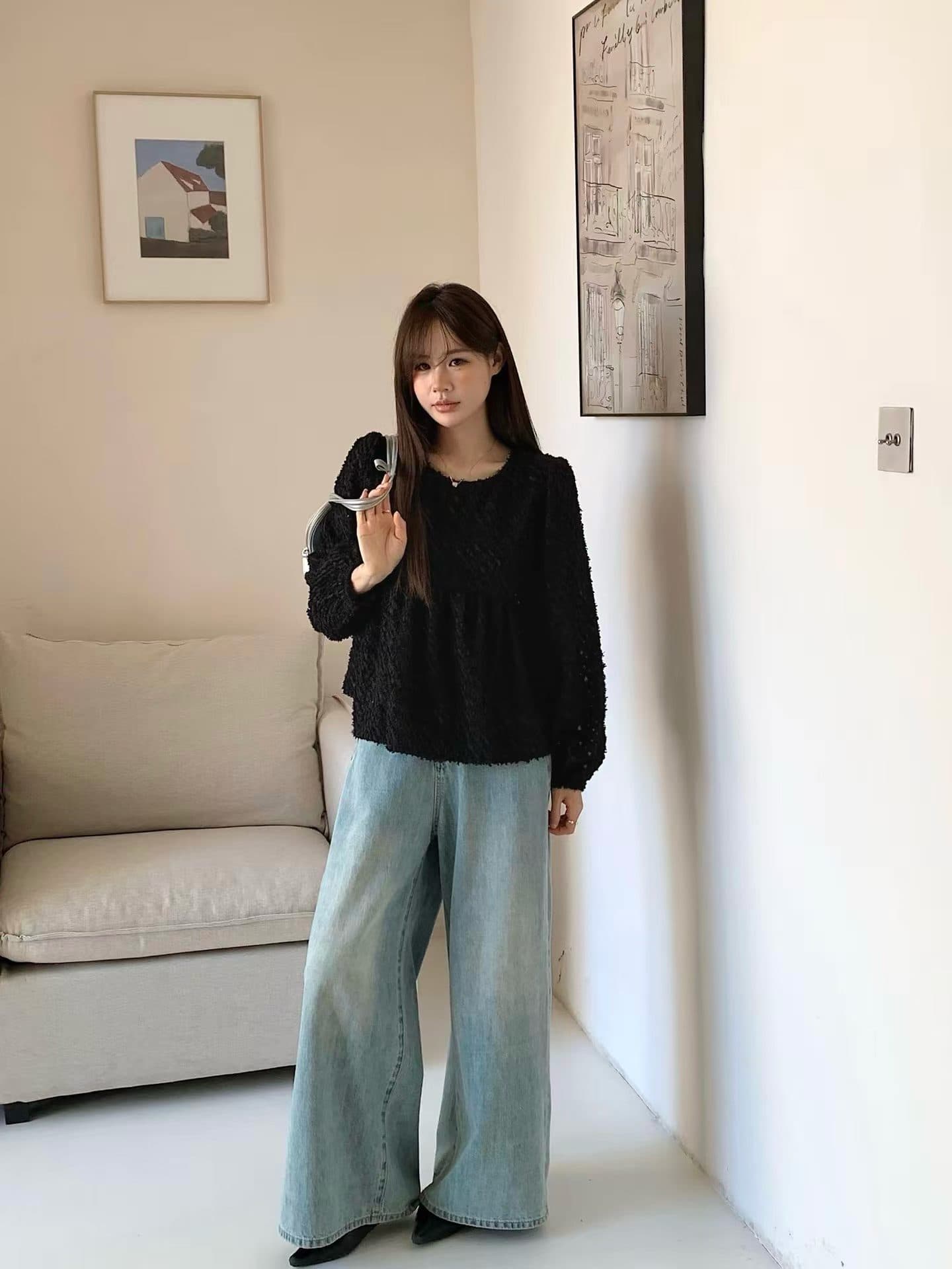 가을 새로운 동대문 한 스타일 달콤함 사선 무늬 연령 감소 다용도 맨위 긴팔 셔츠 여성 상세 이미지 13