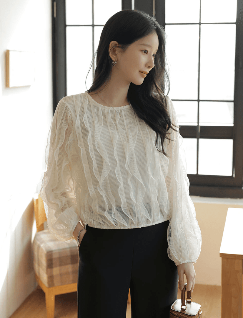 가을 한국 스타일 디자인 센스 작은 대중 패션 펄럭 이는 측면 술 여성 루즈핏 고유 한 Chic 긴팔 셔츠 맨위 여성 상세 이미지 2