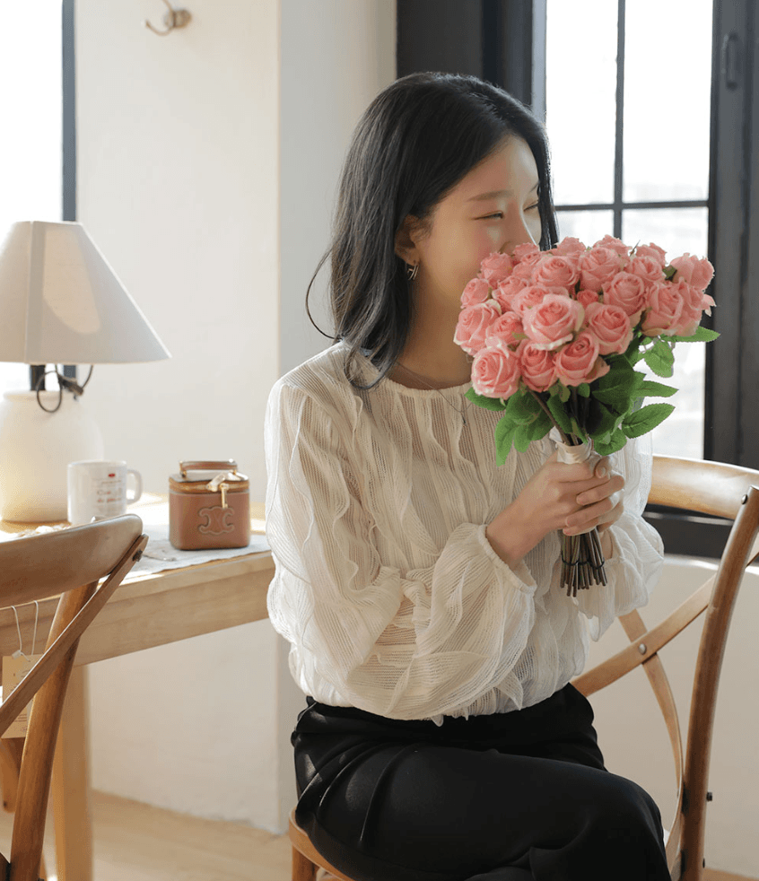 가을 한국 스타일 디자인 센스 작은 대중 패션 펄럭 이는 측면 술 여성 루즈핏 고유 한 Chic 긴팔 셔츠 맨위 여성 상세 이미지 15