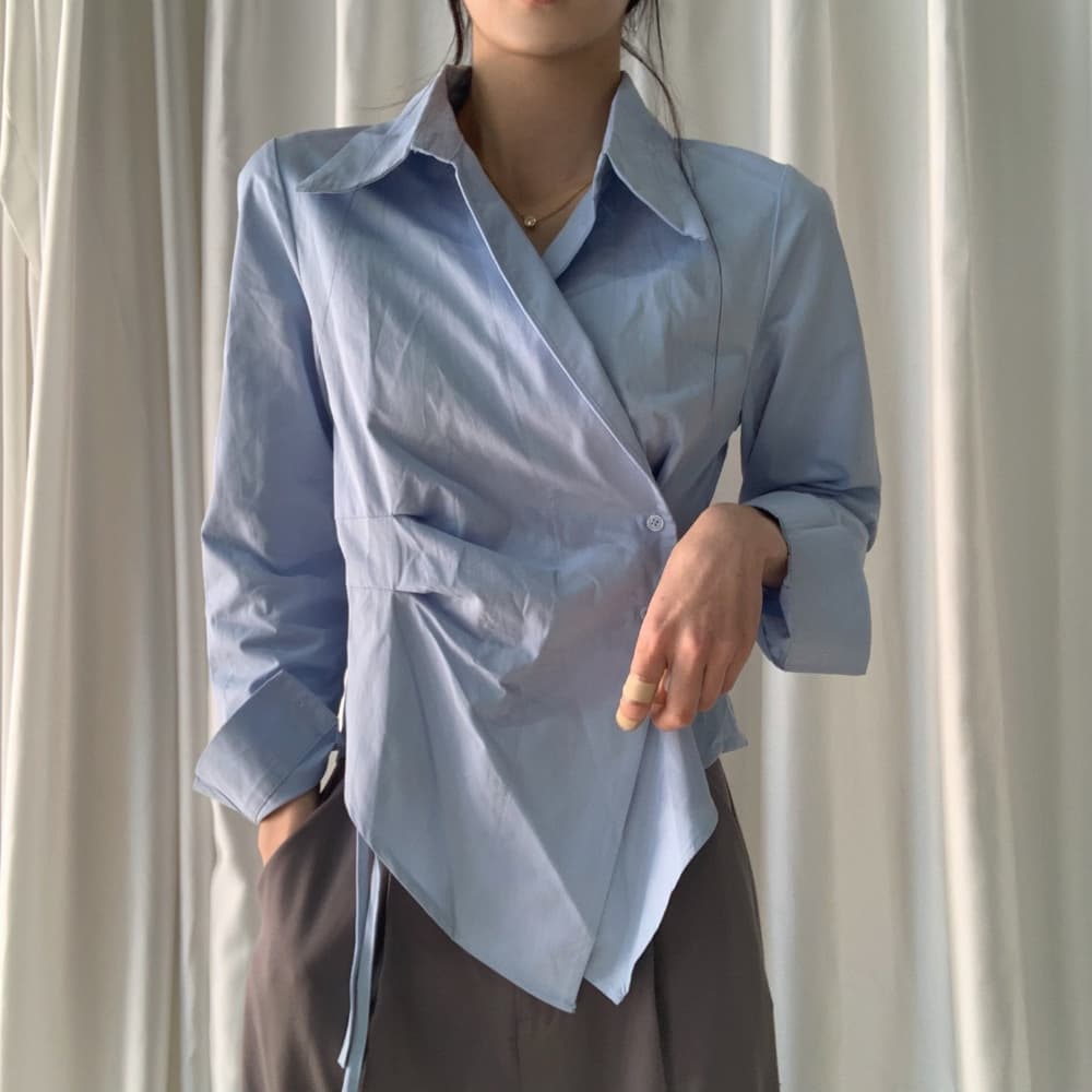 한국 스타일 가을 새로운 불규칙 여성 셔츠 레트로 출퇴근 순면 셔츠 고유 한 슈퍼 잘 생긴 맨위 여성 상세 이미지 18
