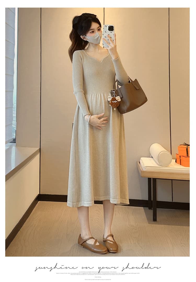 실사 지금 임산부 두꺼운 가을 겨울철 외출용 빅 사이즈 루즈핏 미니멀리즘 스웨터 임산부 치마 가을 겨울 의류 상세 이미지 9