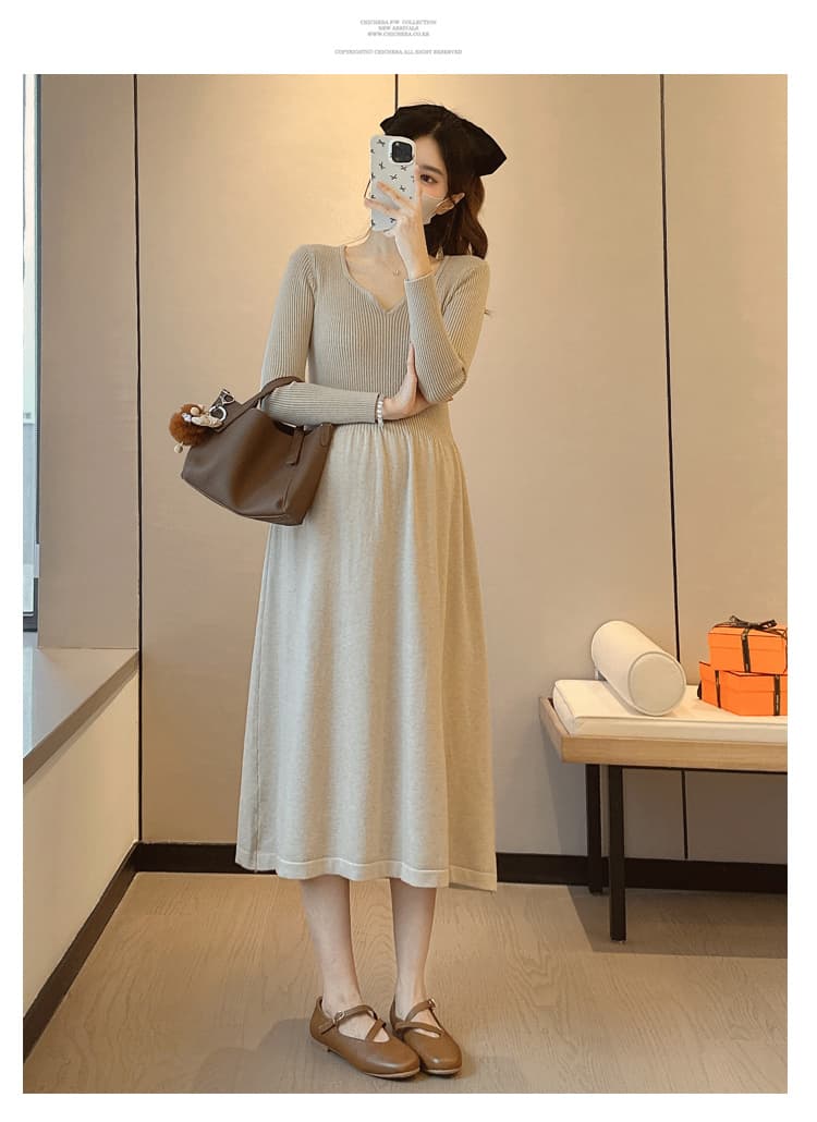 실사 지금 임산부 두꺼운 가을 겨울철 외출용 빅 사이즈 루즈핏 미니멀리즘 스웨터 임산부 치마 가을 겨울 의류 상세 이미지 13