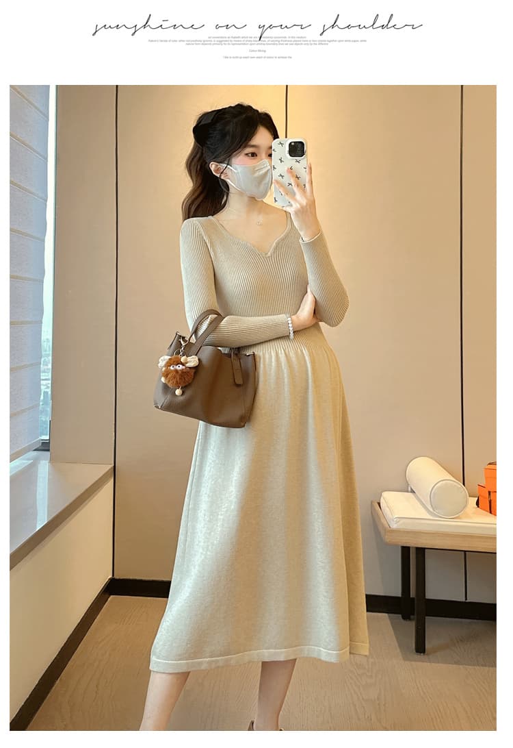 실사 지금 임산부 두꺼운 가을 겨울철 외출용 빅 사이즈 루즈핏 미니멀리즘 스웨터 임산부 치마 가을 겨울 의류 상세 이미지 16